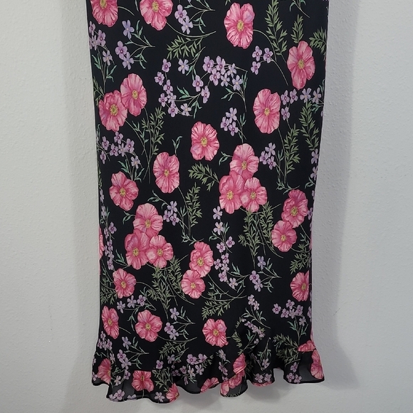 Worthington Cowl Neck Maxi Dress Size 14 Floral Short Sleeve - Picture 4 of 14